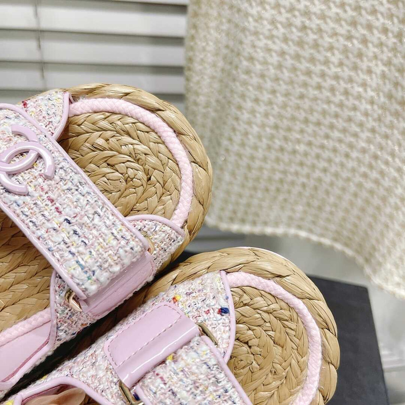 Ch*el tweed sandals pink