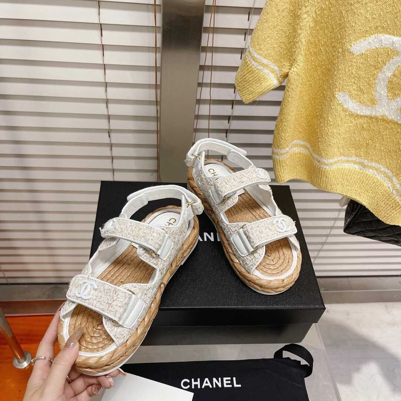 Ch*el tweed sandals white