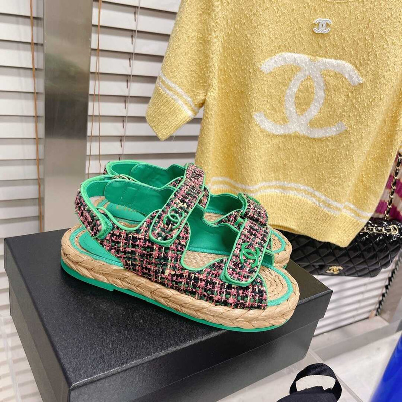 Ch*el tweed sandals green