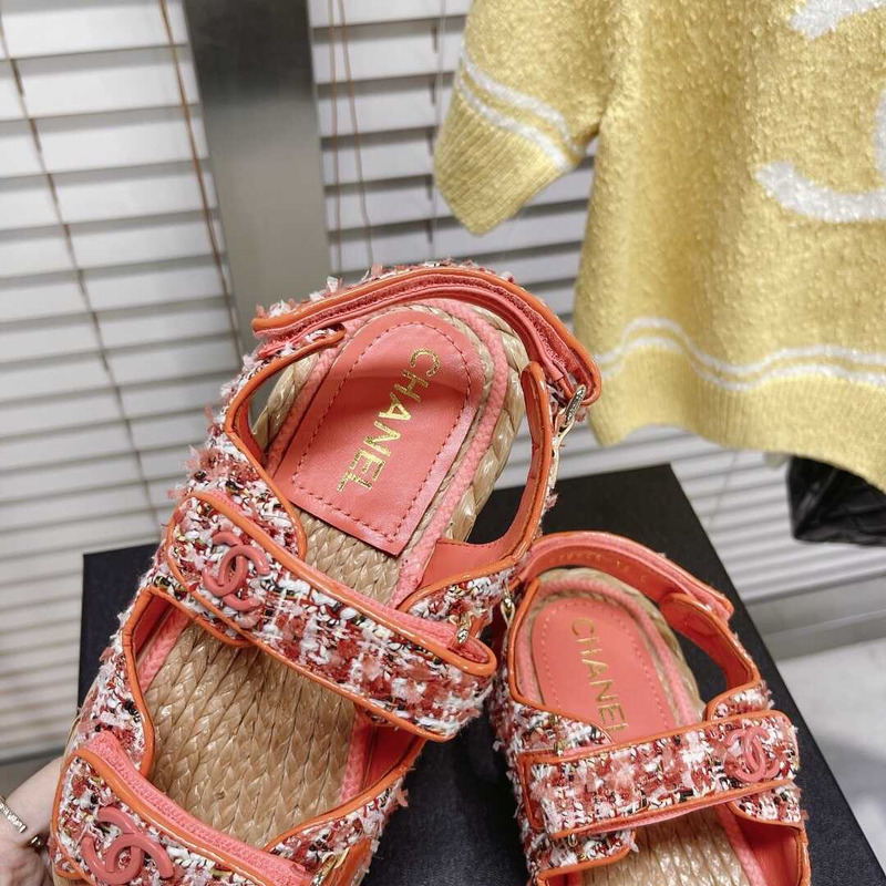 Ch*el tweed sandals orange