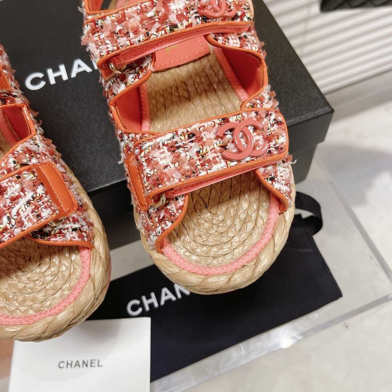 Ch*el tweed sandals orange