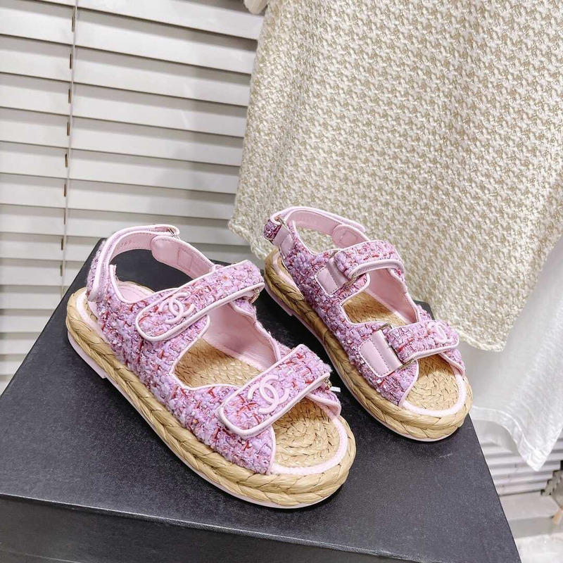 Ch*el tweed sandals purple