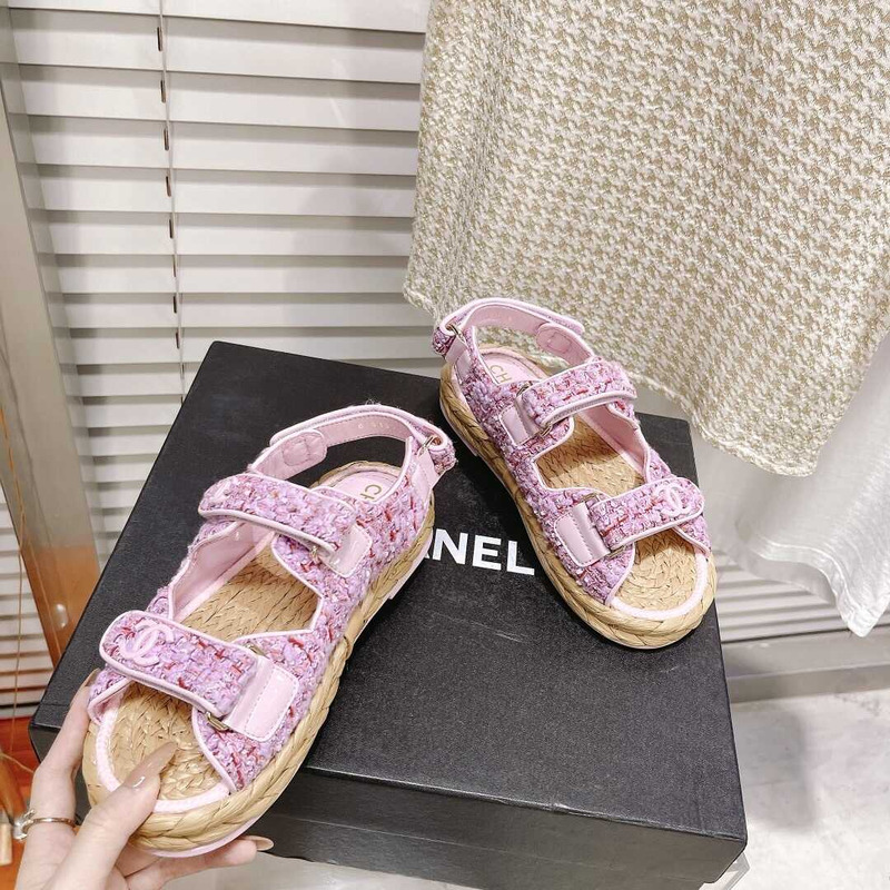 Ch*el tweed sandals purple