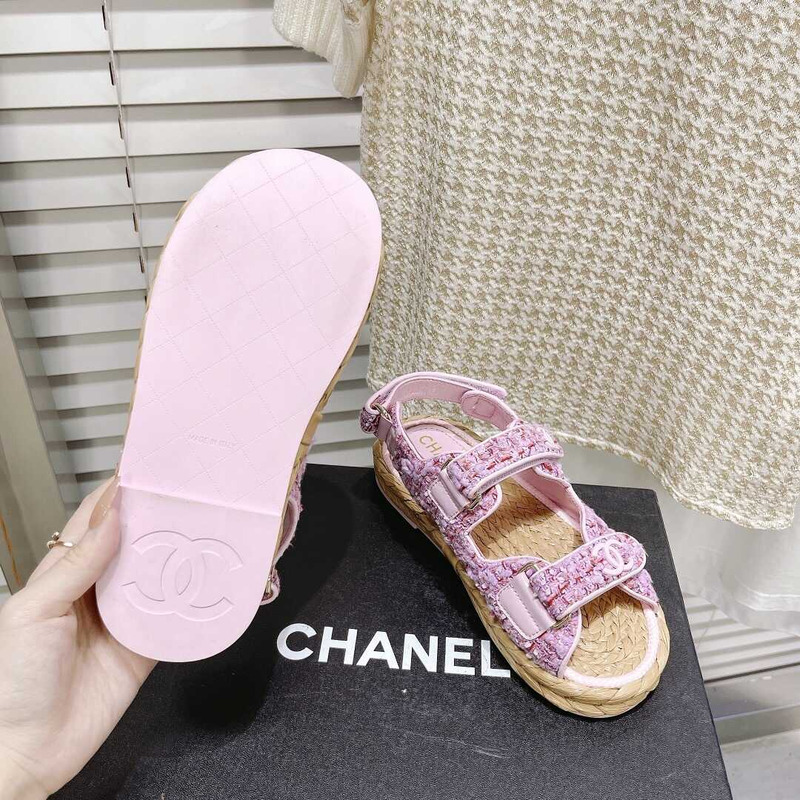 Ch*el tweed sandals purple