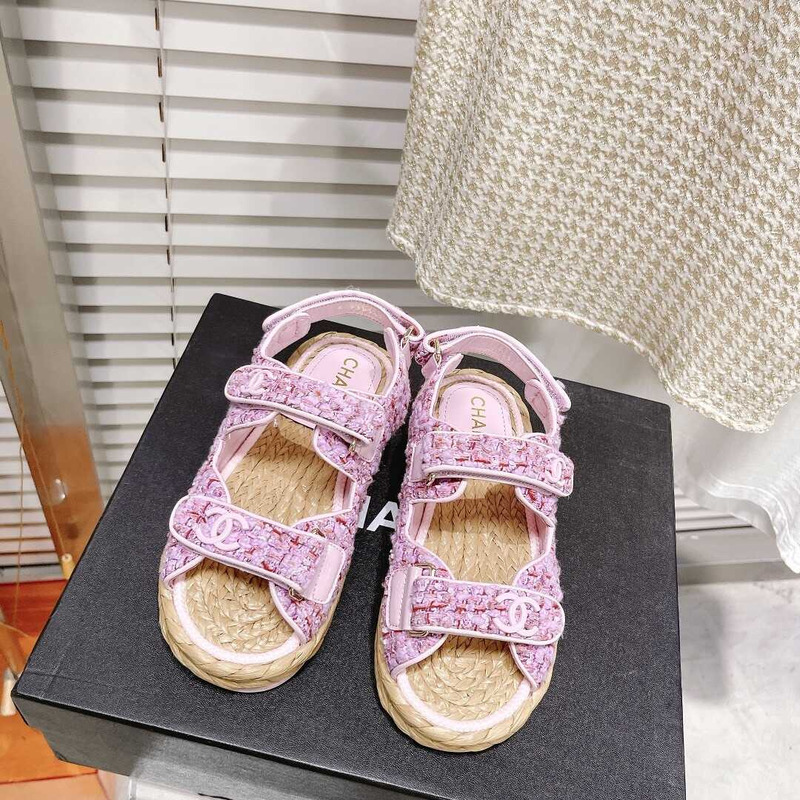 Ch*el tweed sandals purple