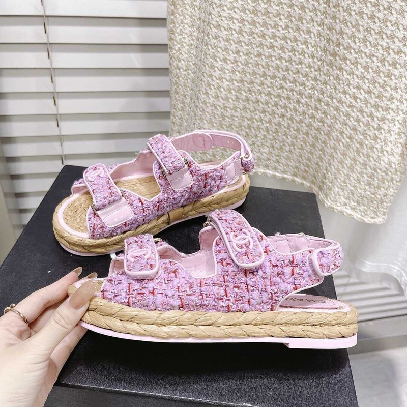 Ch*el tweed sandals purple