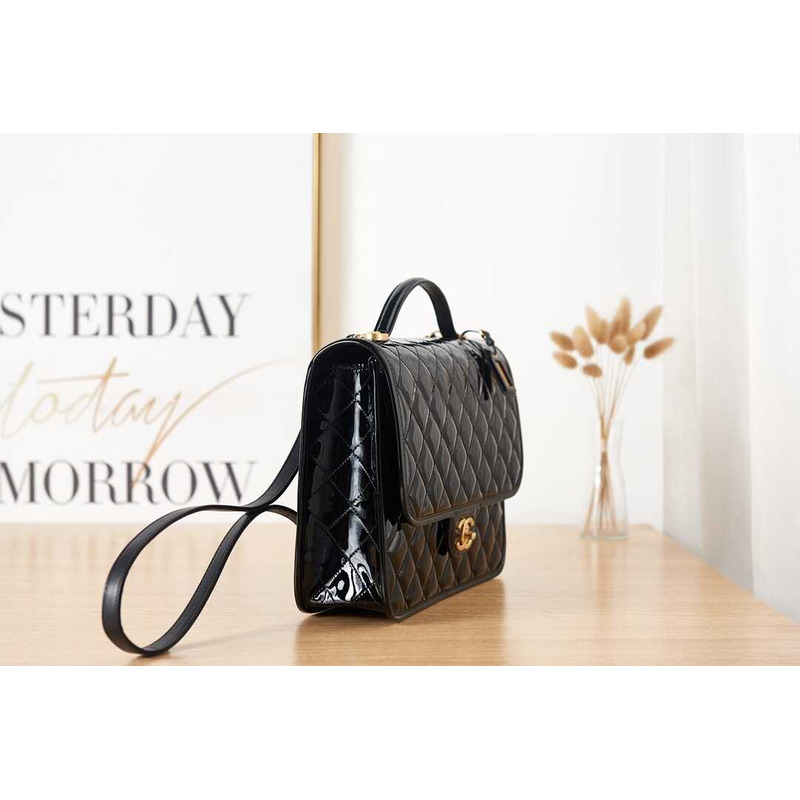 Ch*el calfskin formal style black backpacks