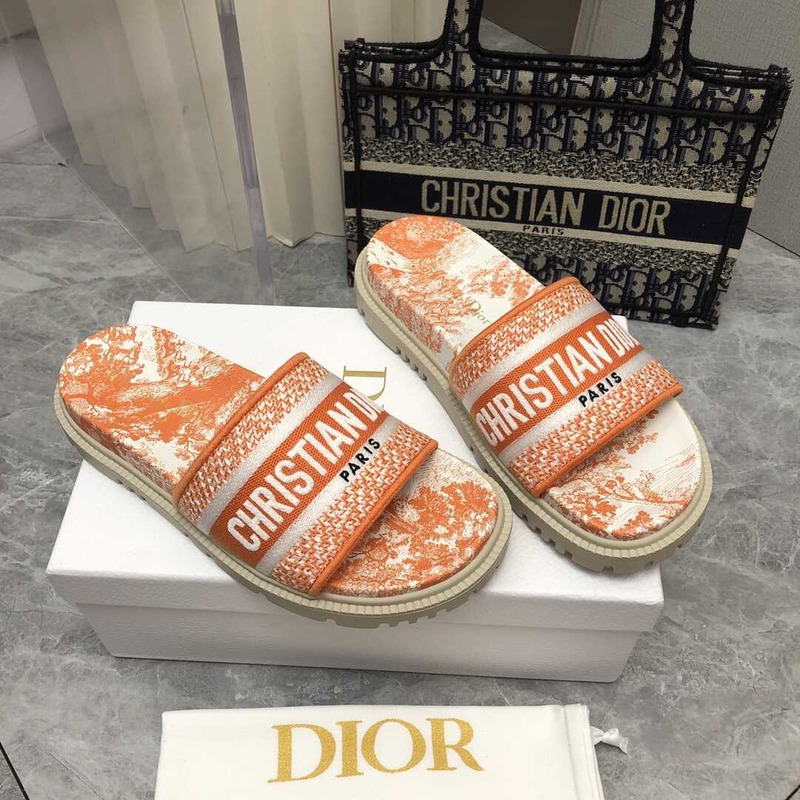 D*or dway slides toile de jouy reverse embroidered cotton orange