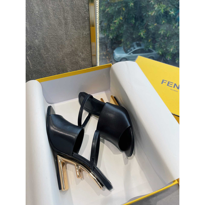 F**di first black leather heeled sandals