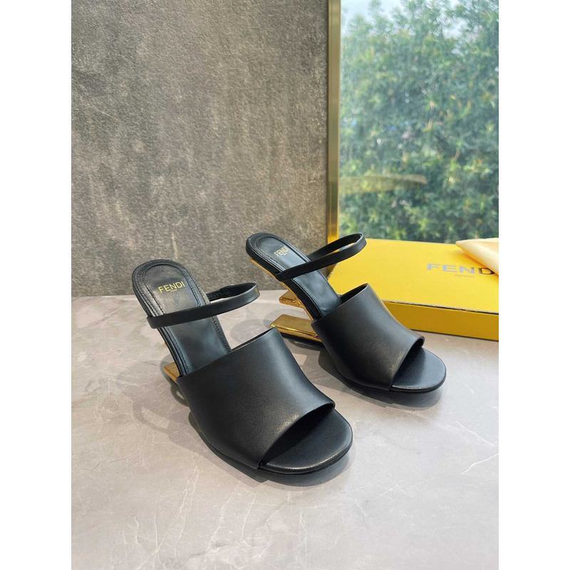 F**di first black leather heeled sandals