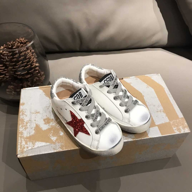 GGDB Kids Super-Star White&Red Sneakers