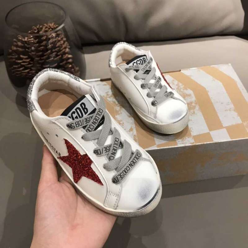 GGDB Kids Super-Star White&Red Sneakers