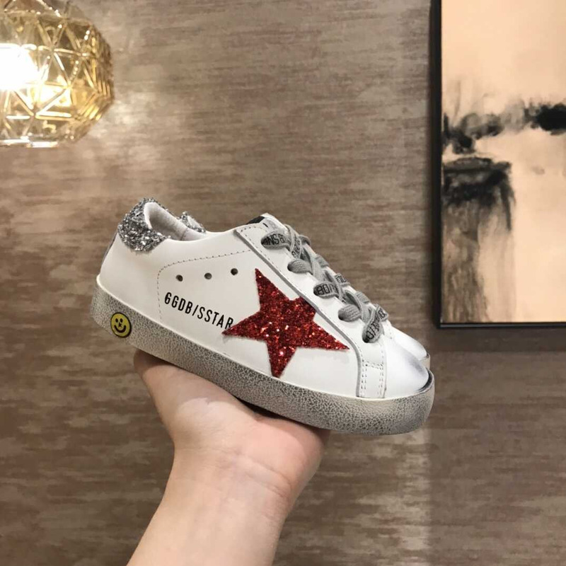 GGDB Kids Super-Star White&Red Sneakers