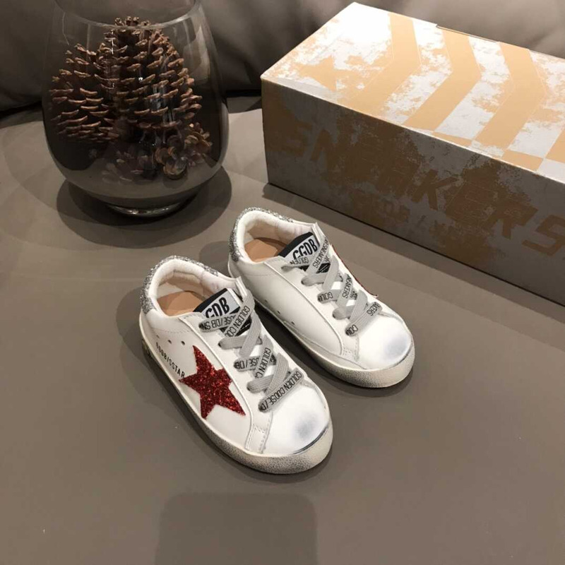 GGDB Kids Super-Star White&Red Sneakers