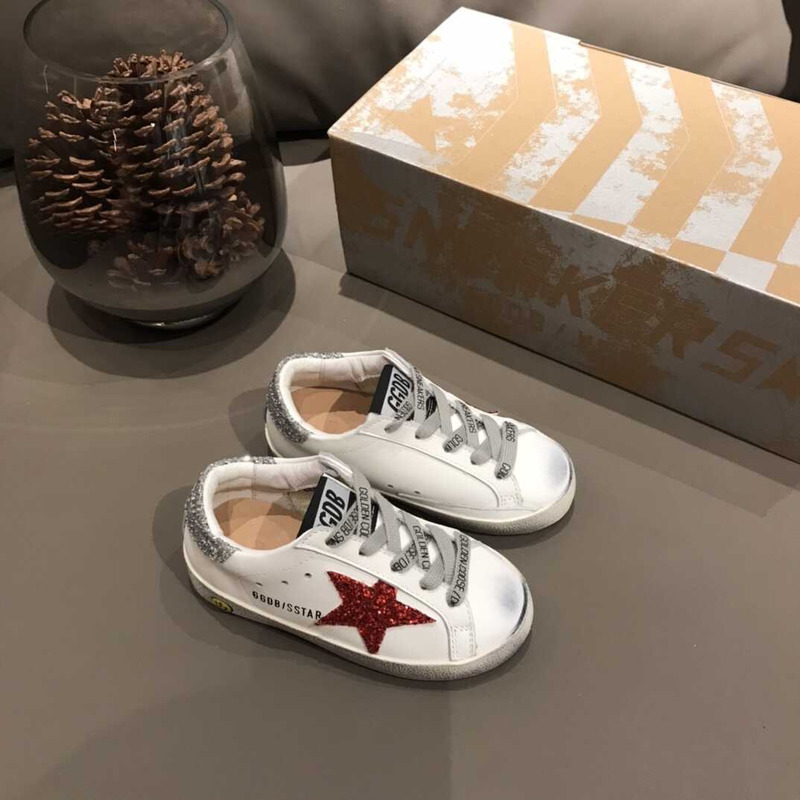 GGDB Kids Super-Star White&Red Sneakers