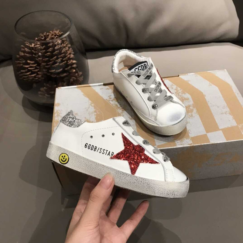 GGDB Kids Super-Star White&Red Sneakers