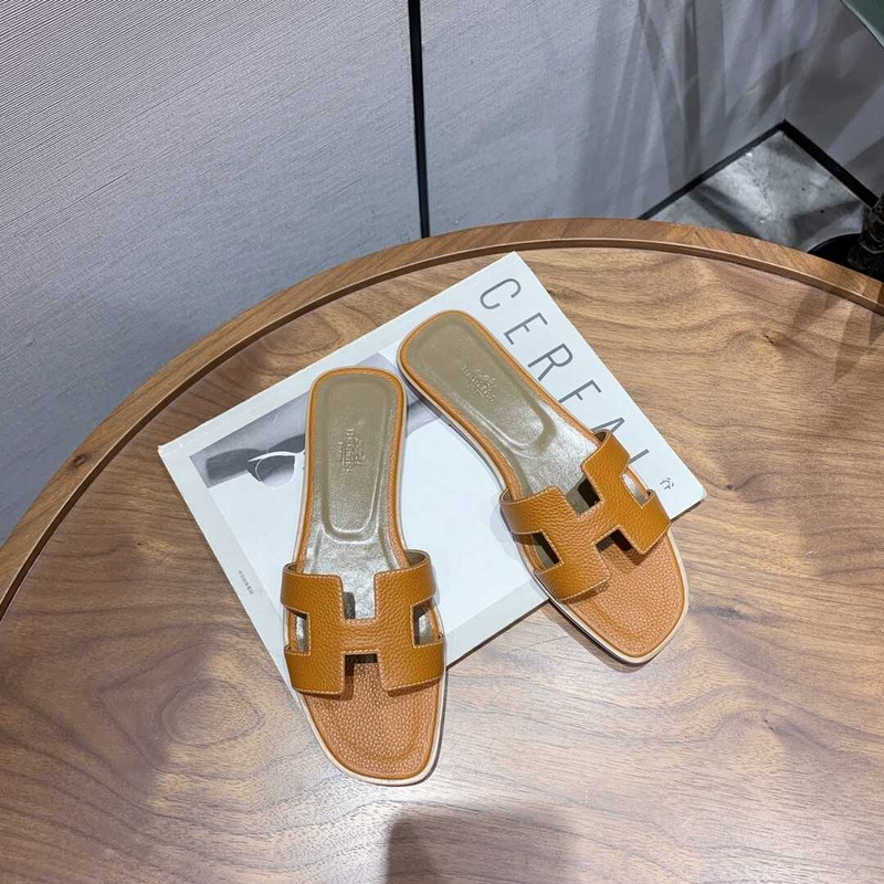 H**mes h sandals calfskin leather slippers