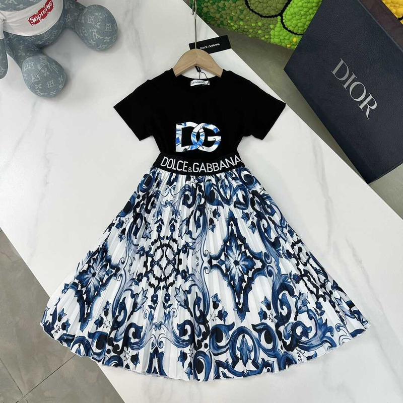 Dolce & Gabbana Kids Majolica Print T-Shirt Dress Black