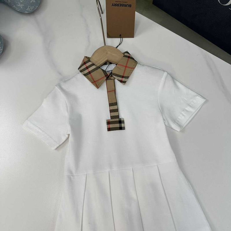 B**rry kids vintage check-trimmed cotton-piqué polo dress white