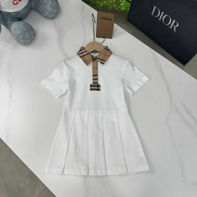 B**rry kids vintage check-trimmed cotton-piqué polo dress white