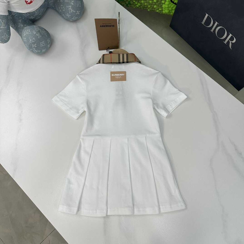 B**rry kids vintage check-trimmed cotton-piqué polo dress white