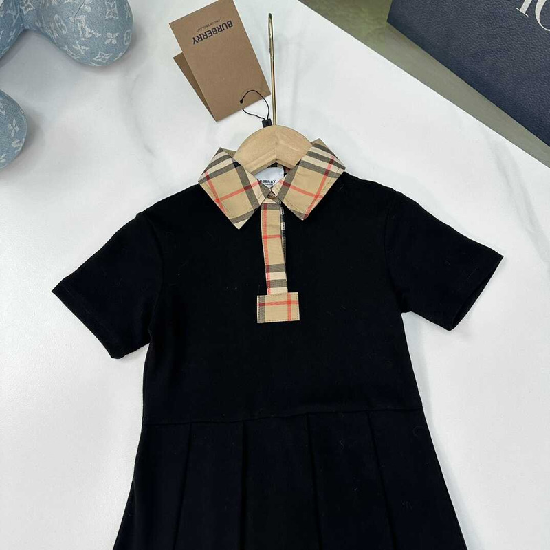 B**rry kids vintage check-trimmed cotton-piqué polo dress black