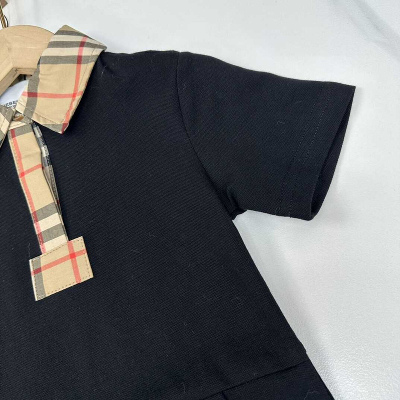 B**rry kids vintage check-trimmed cotton-piqué polo dress black