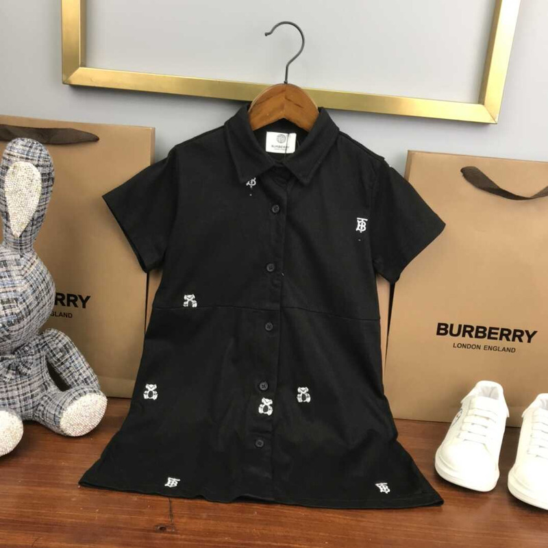 B**rry kids embroidered  thomas bear cotton blend shirt dress black