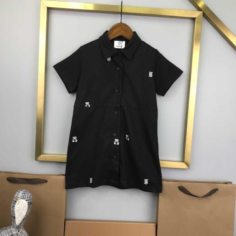 B**rry kids embroidered  thomas bear cotton blend shirt dress black