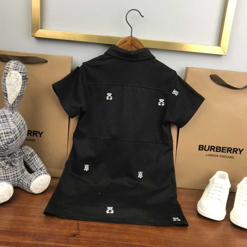 B**rry kids embroidered  thomas bear cotton blend shirt dress black