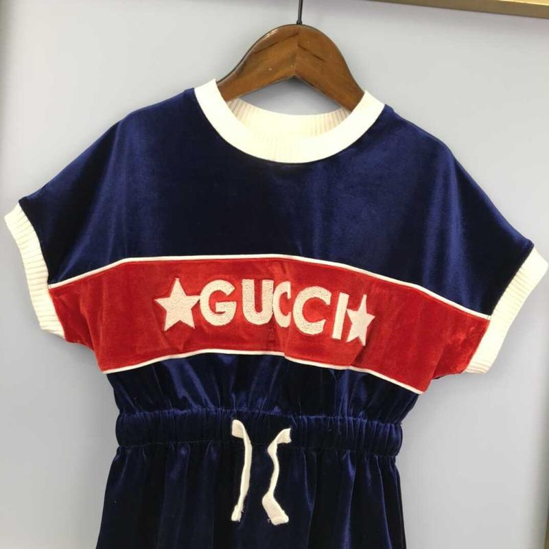 G*u*i kids star embroidered drawstring dress