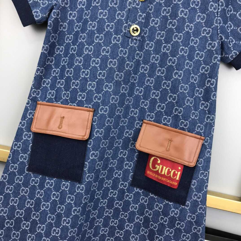 G*u*i kids blue jean dress with G*u*i print dress