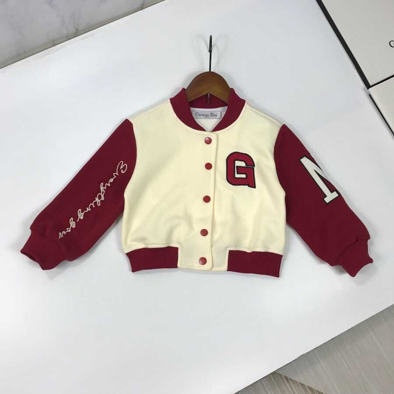 D*or kids embroidery letter jacket single breasted short skirt two piece matching set red