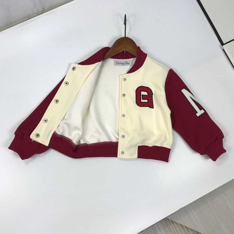 D*or kids embroidery letter jacket single breasted short skirt two piece matching set red