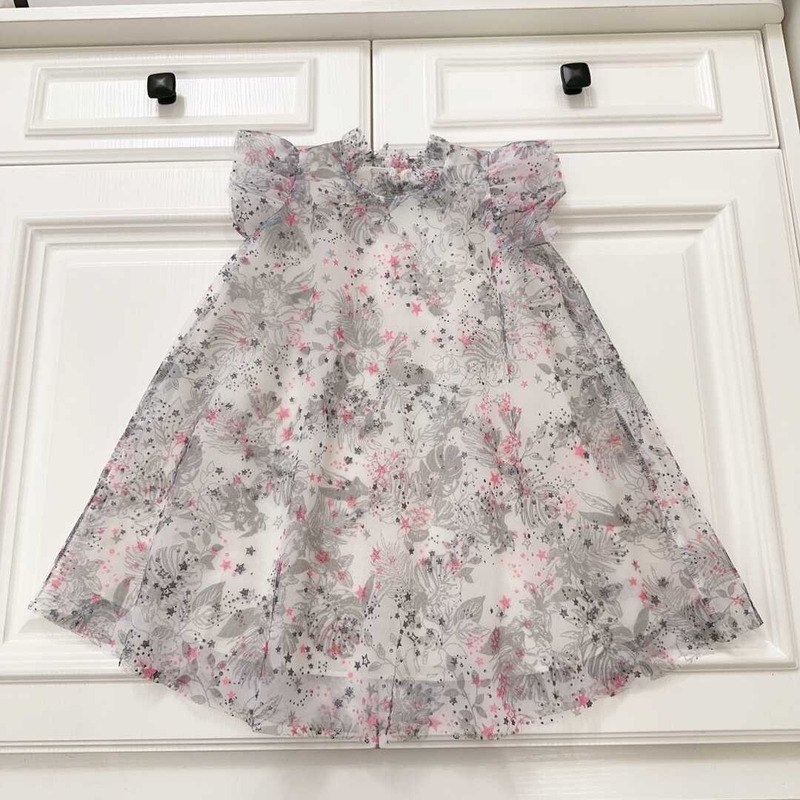 D*or kids lace floral dress grey