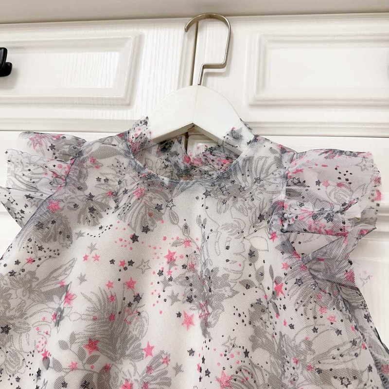 D*or kids lace floral dress grey