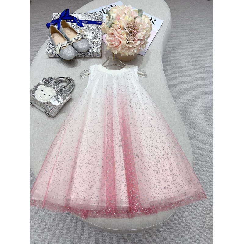 D*or kids bright pink tulle with sequins dress