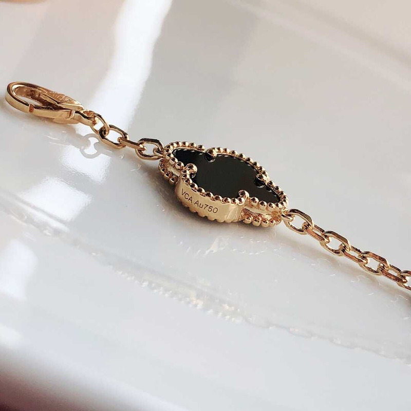 Van Cleef & Arpels Black Onyx Gold 5 Motif Vintage Alhambra Bracelet