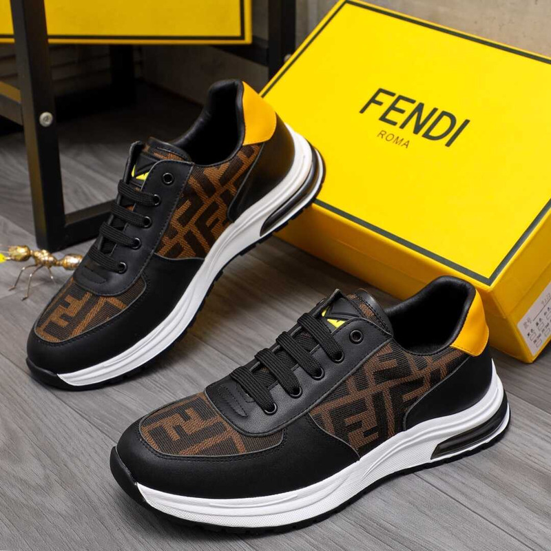 F**di  black sneakers logo fabric flatform