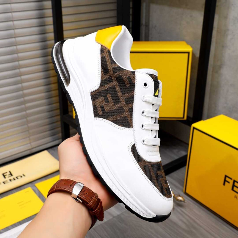 F**di  white sneakers logo fabric flatform