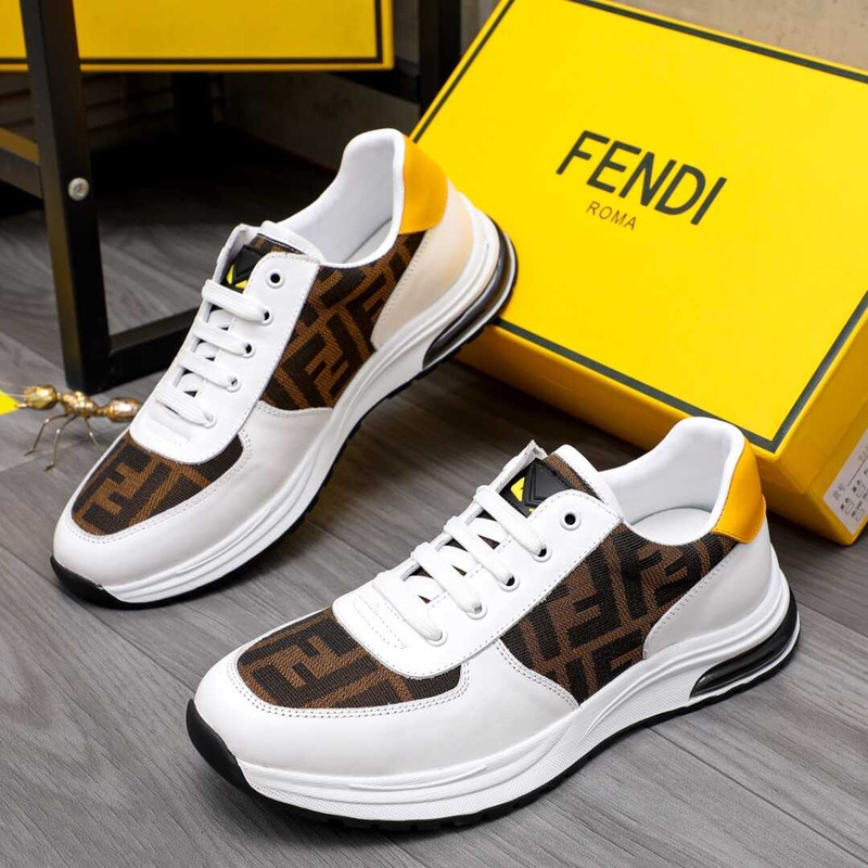 F**di  white sneakers logo fabric flatform