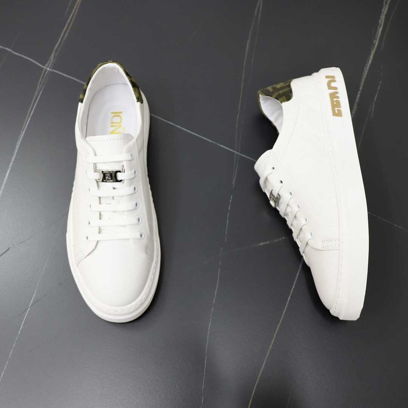 F**di leather embossed white sneakers