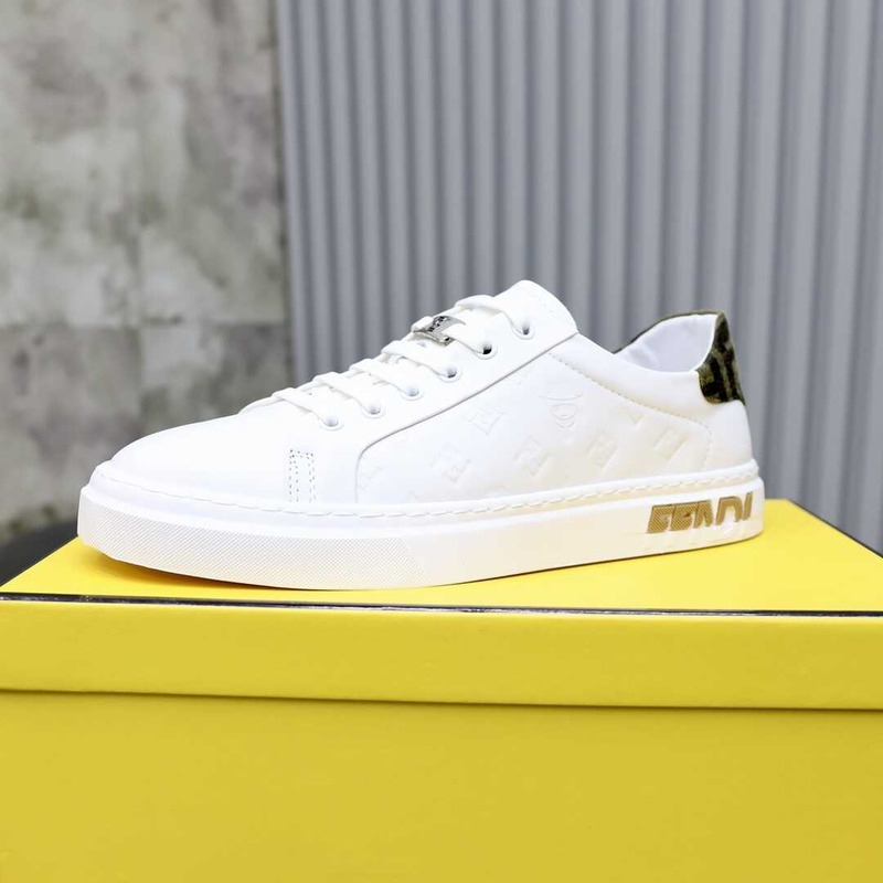 F**di leather embossed white sneakers