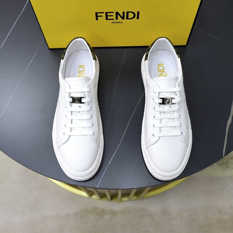 F**di leather embossed white sneakers