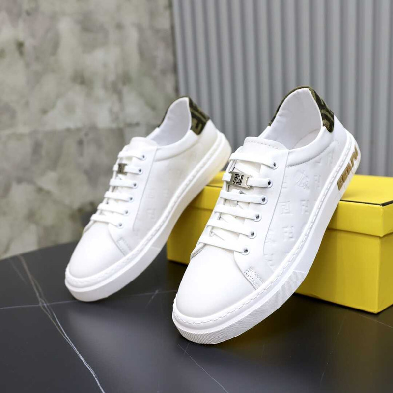 F**di leather embossed white sneakers