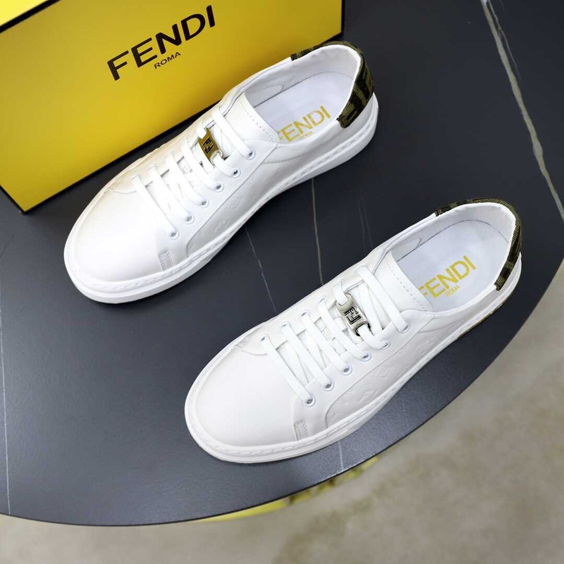 F**di leather embossed white sneakers