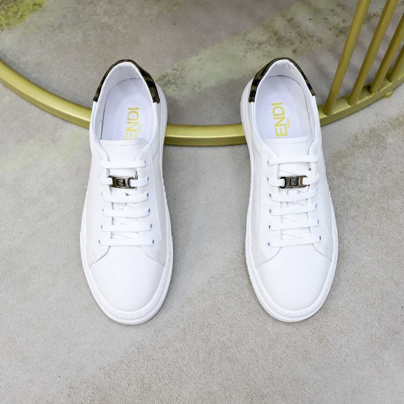 F**di leather embossed white sneakers