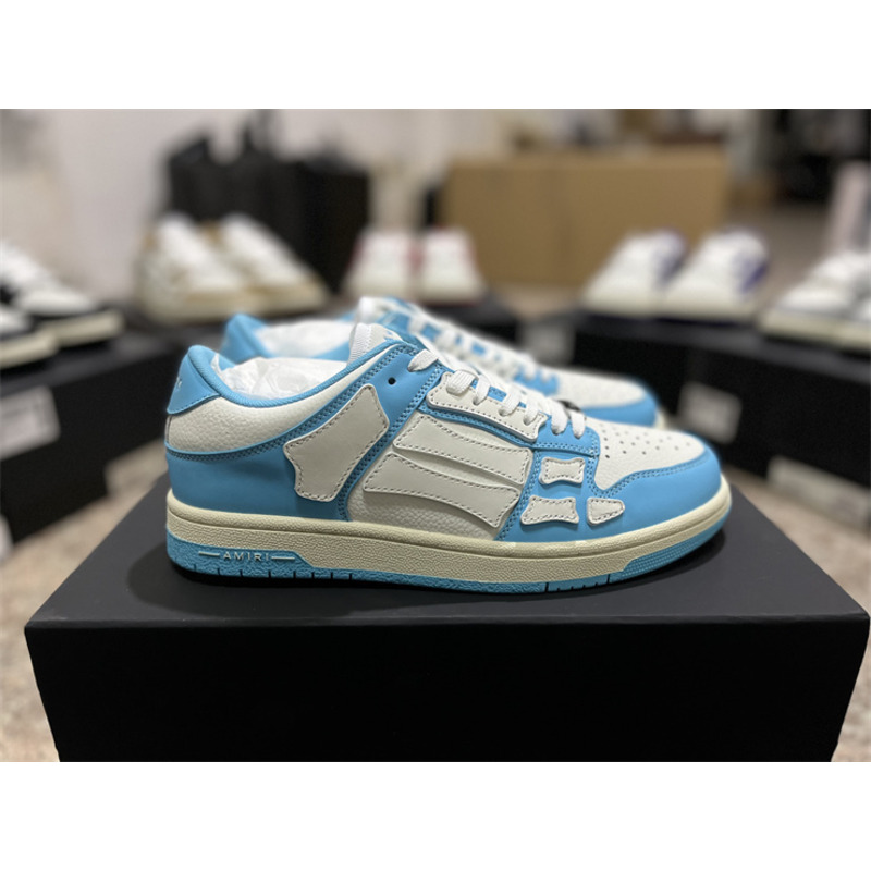 AMIRI Skel Top Low Sneakers White&Sky Blue