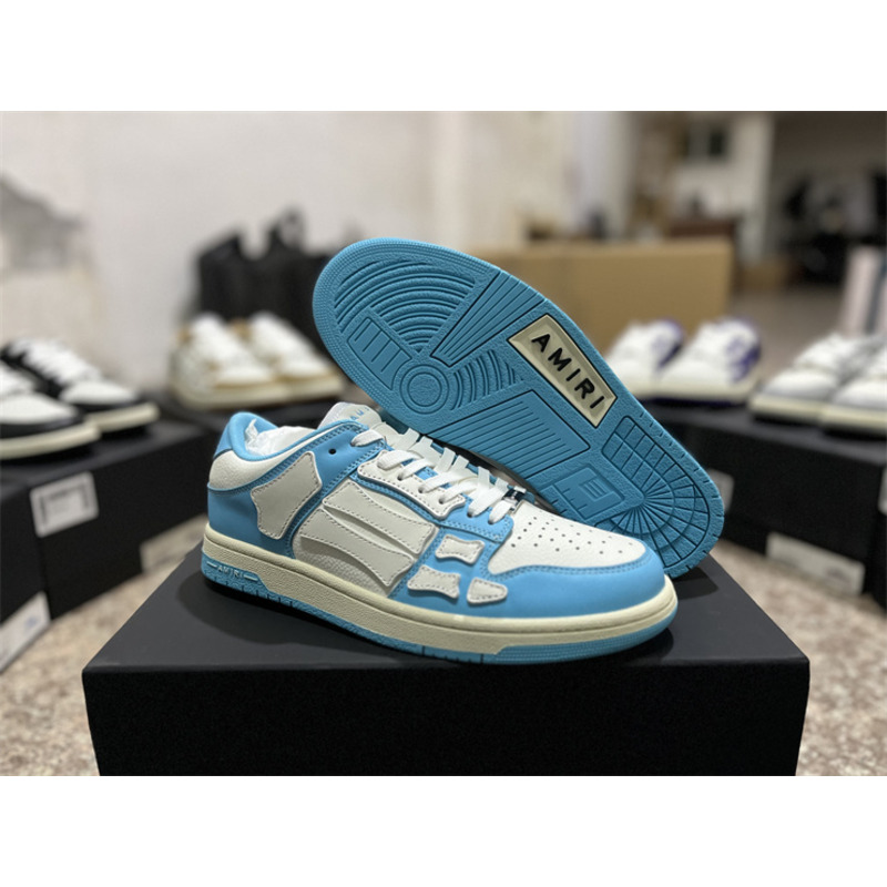 AMIRI Skel Top Low Sneakers White&Sky Blue