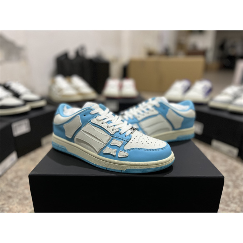 AMIRI Skel Top Low Sneakers White&Sky Blue